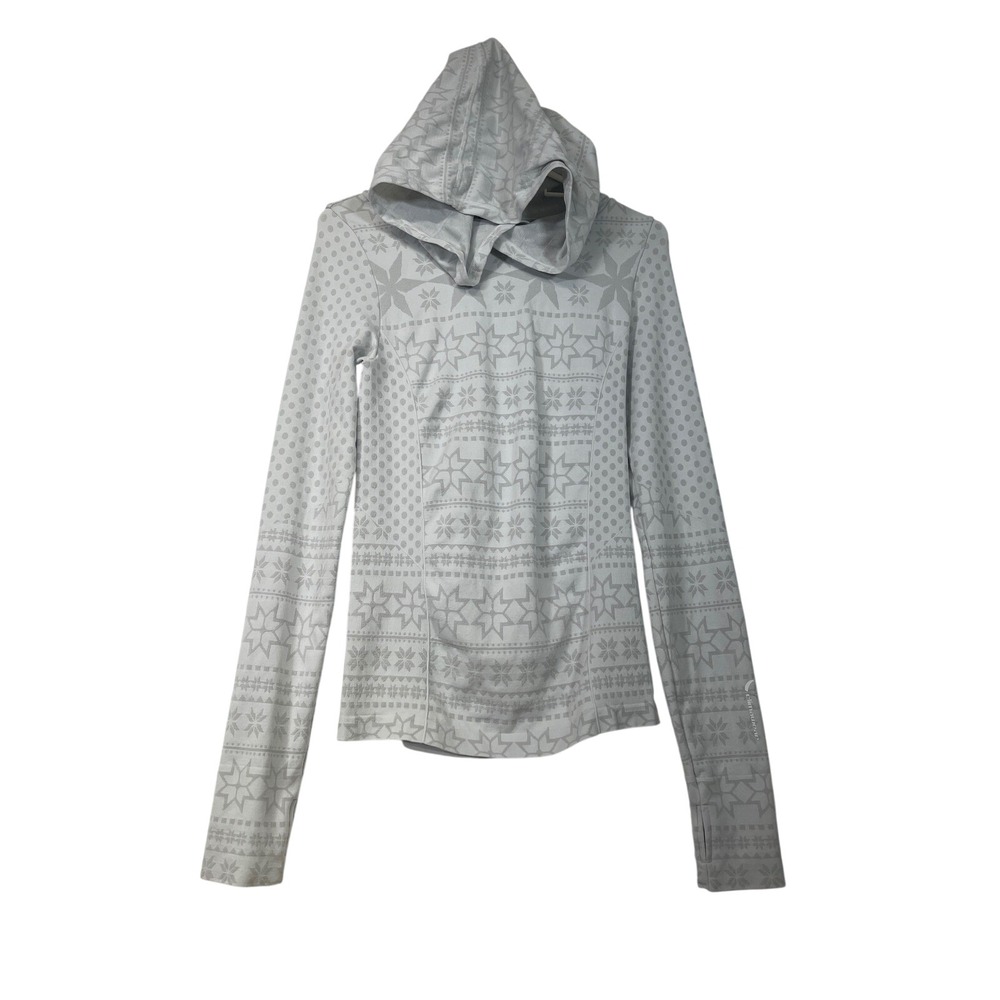 Climawear Hoodie‎ Women's Medium M White Gray Long Sleeve Seamless Activewear
